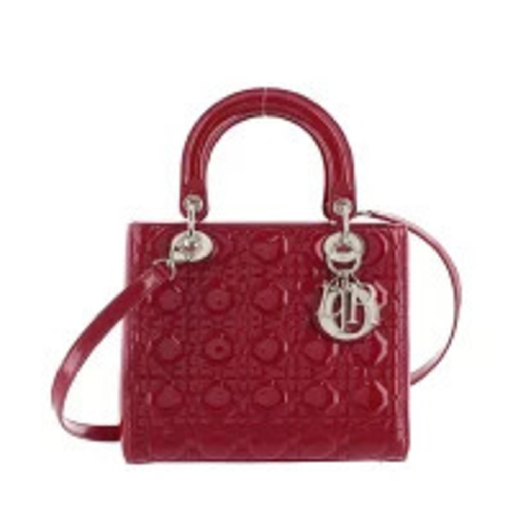 Dior Lady Cannage Bag Patent Vernis Leather Red